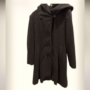 Laura Petite grey hooded Wool blend Elegant coat Sz 14
